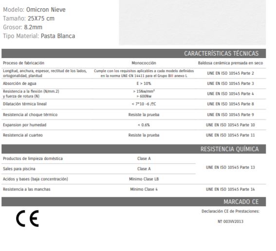 Ceramic 25x75 Cm Omicron Snow 8.2 Mm (Box 1.687 M2) - Image 2