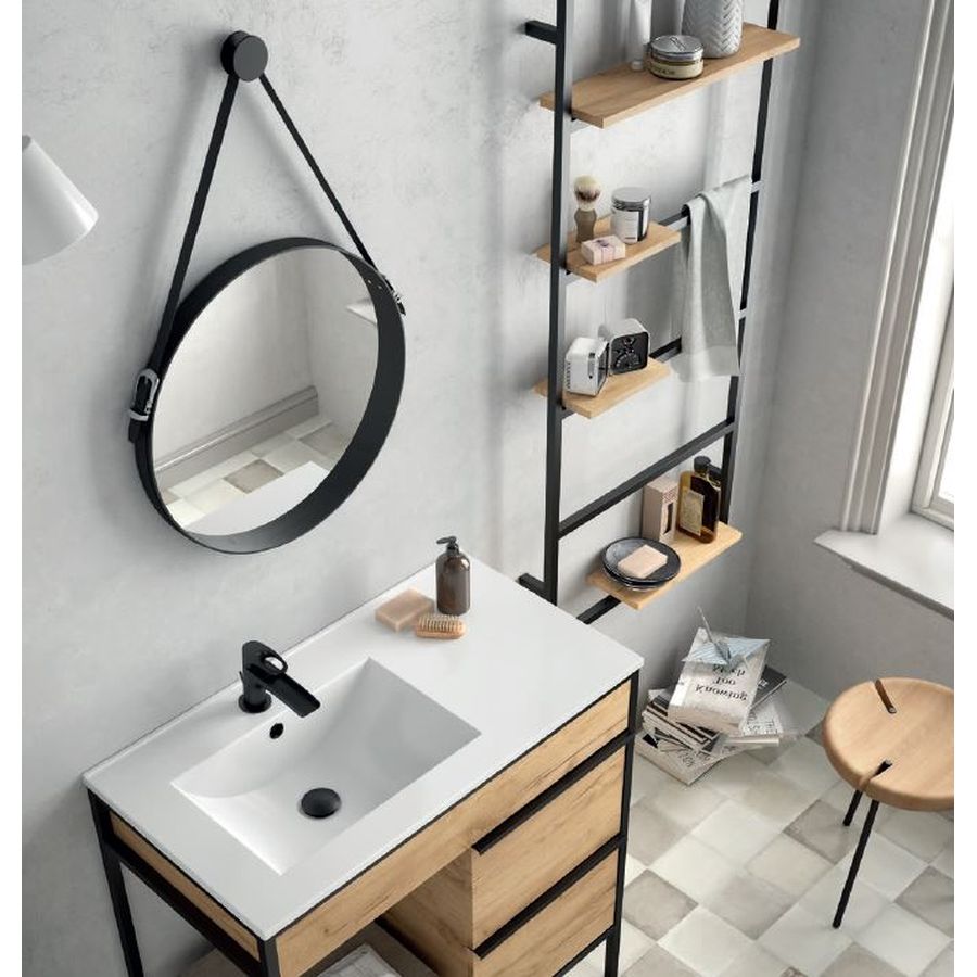 COSTWAY Espejo de Pared con Estante Espejo de Baño sin Marco Espejo de Maquillaje para Baño Dormitorio 90x70 centímetros 