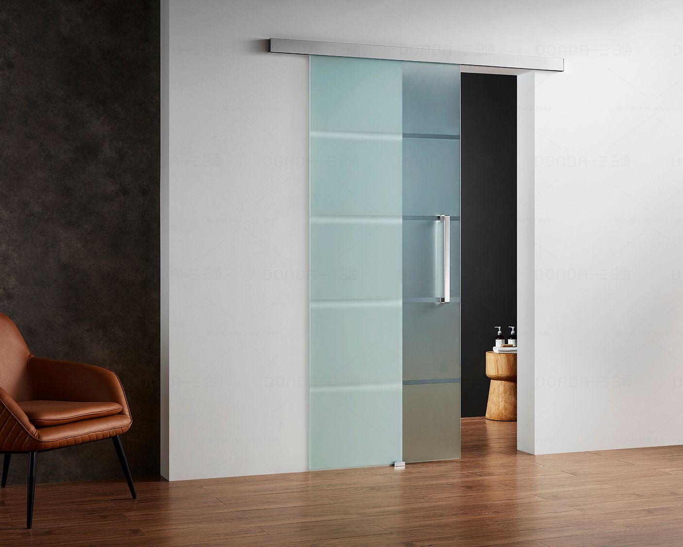 8mm Tempered Glass Sliding Door + Bar/Guide Kit: High Durability