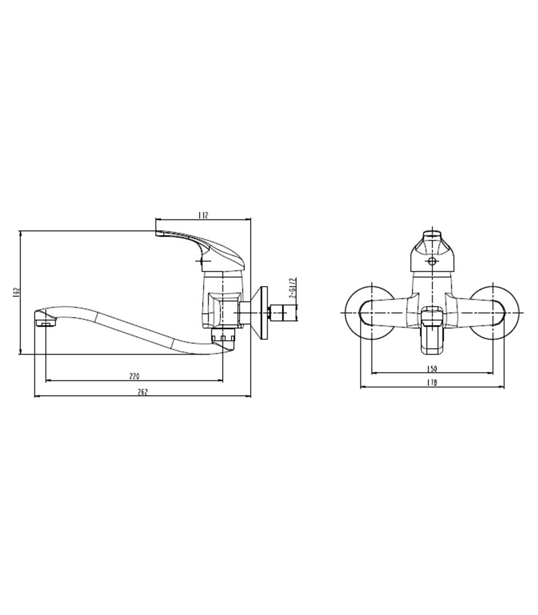 Single-Lever Mixer With Low Gerontological Spout - Image 2