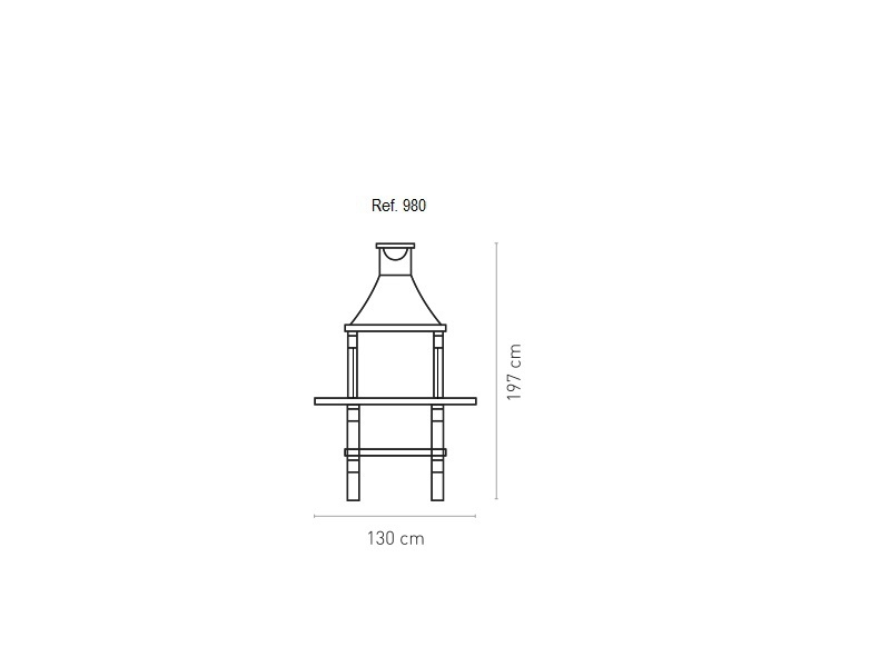 Barbecue L-Art 980 with Shelves. 130*52*197 cm - Image 2