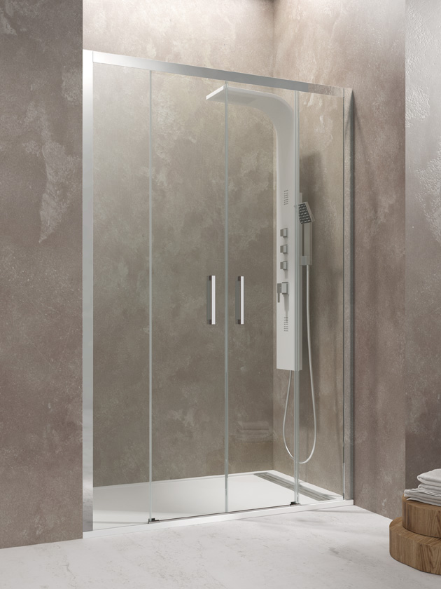 AKTUAL SPAZIO SHOWER SCREEN 2 FIXED + 2 SLIDERS MEASUREMENTS x195