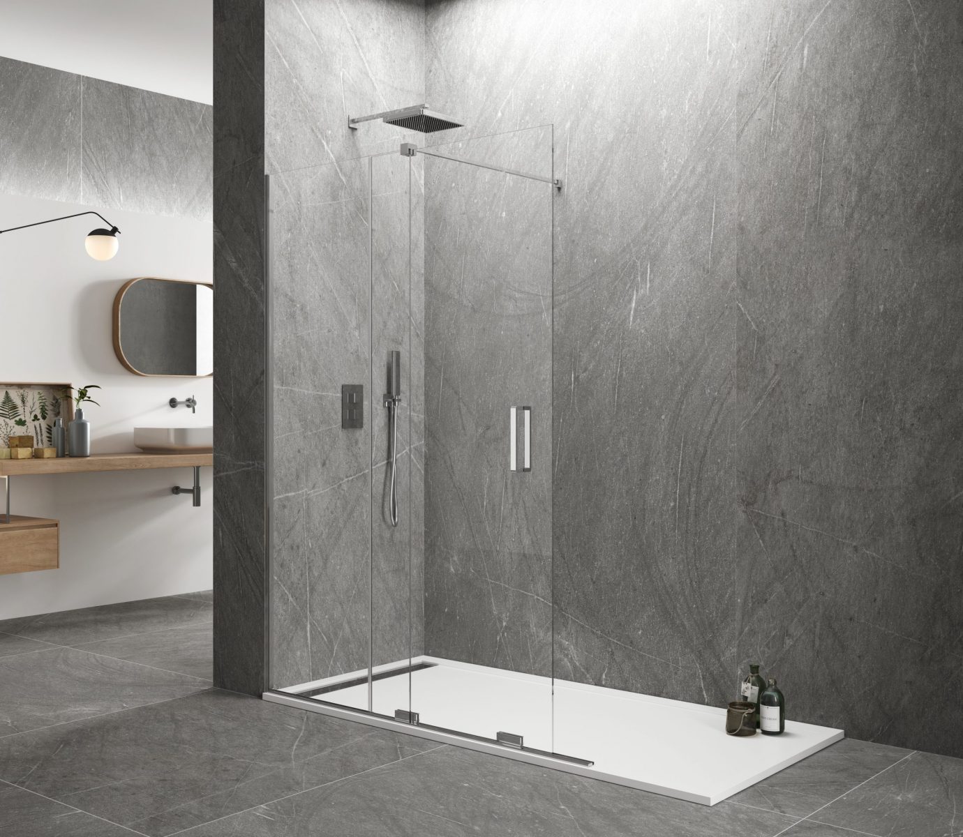 KENNA FREE SHOWER SCREEN 1 FIXED + 1 SLIDING DOOR