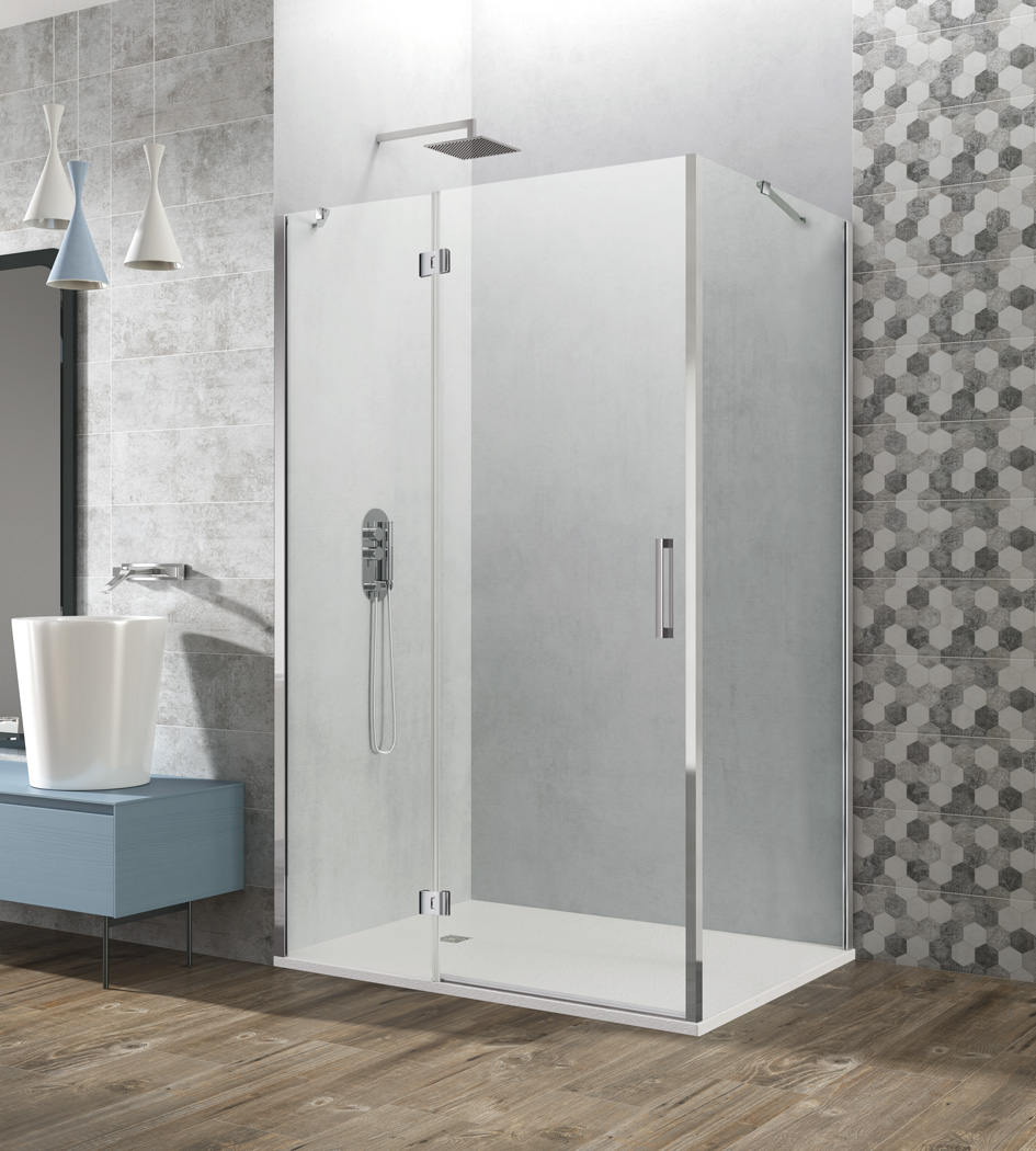 GLASS COMBI C FOLDING SHOWER SCREEN + FIXED SIDE MEASUREMENTS: x80