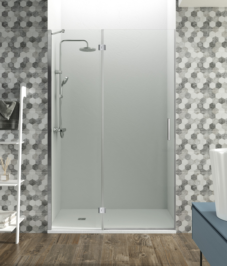 GLASS COMBI C HINGED SHOWER ENCLOSURE FIXED + FOLDING DOOR