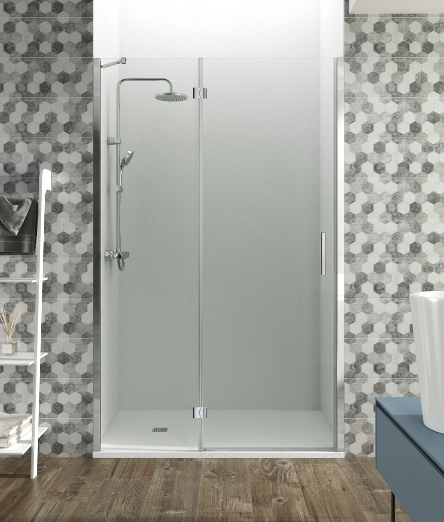 GLASS COMBI D FIXED Folding Shower Screen + FOLDING DOOR