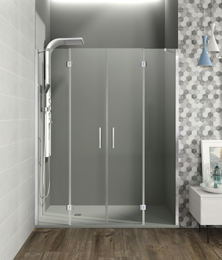 GLASS COMBI G Folding Shower Screen FIXED + 2 FOLDING DOORS + FIXED (Measurements 135-180)