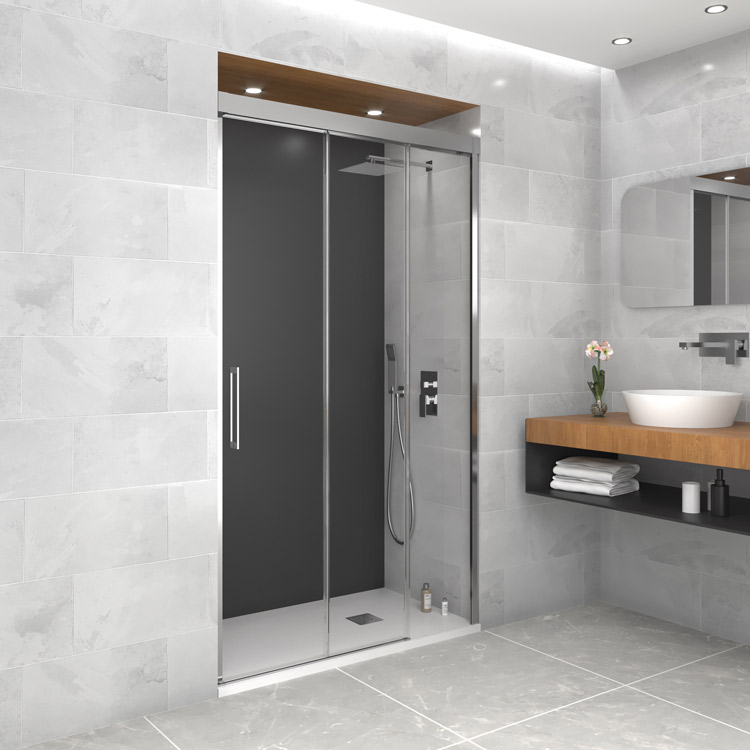 TRIO SHOWER ENCLOSURE 1 FIXED + 2 SLIDING DOORS