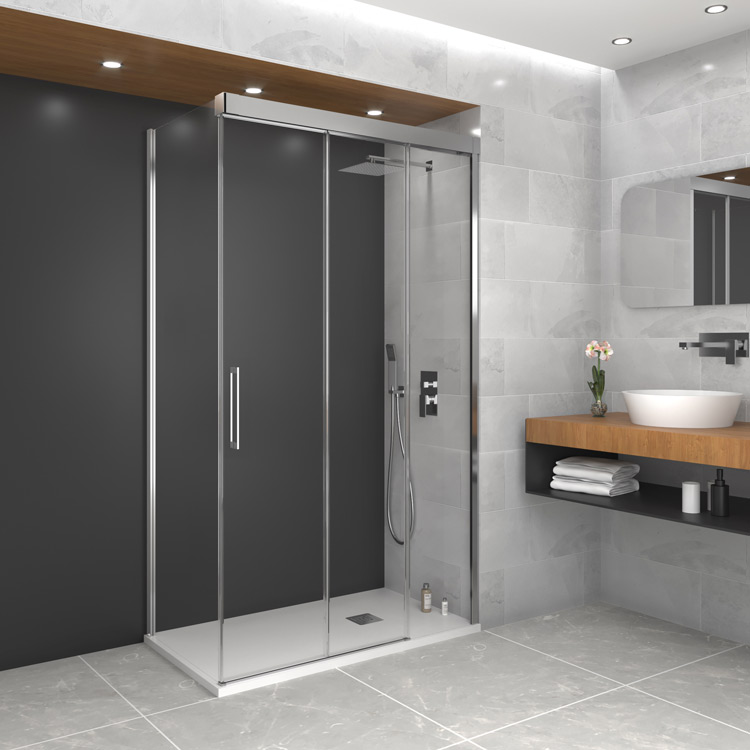 TRIO SHOWER ENCLOSURE FRONT + FIXED SIDE