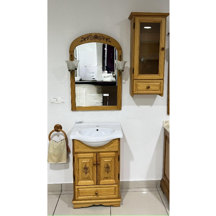 BATHROOM WALL HUNG BATHROOM COLUMN EPOCH SHOWCASE 1 DOOR+1DRAWER, HONEY WOOD - Image 2