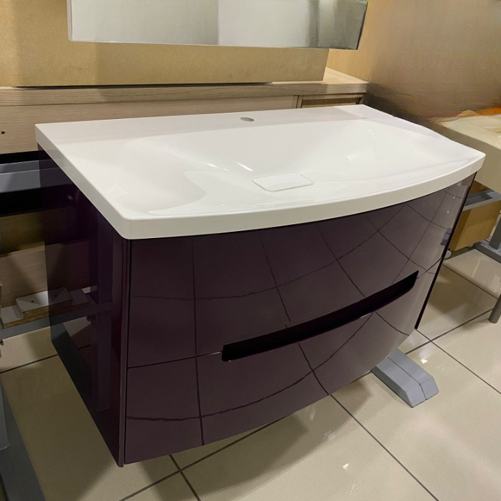SOUL BATHROOM CABINET 100 CM 2 DRAWERS, COLOR EGGPLANT WITH ACRYLIC BASIN VENTO - Image 3