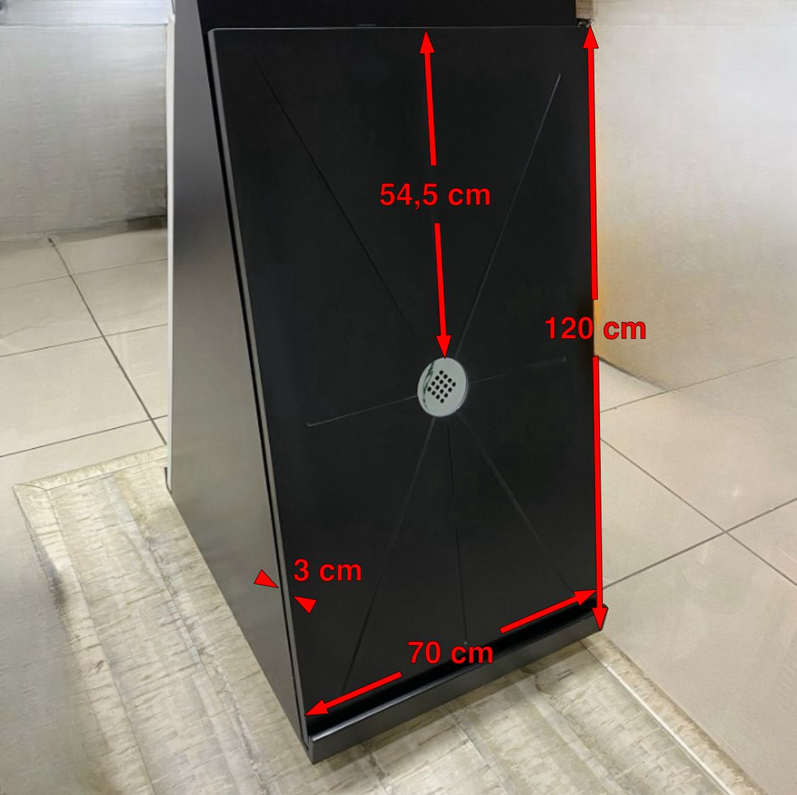CASPIO SHOWER TRAY 120x70 CM, BLACK WITH STRIAE - Image 3