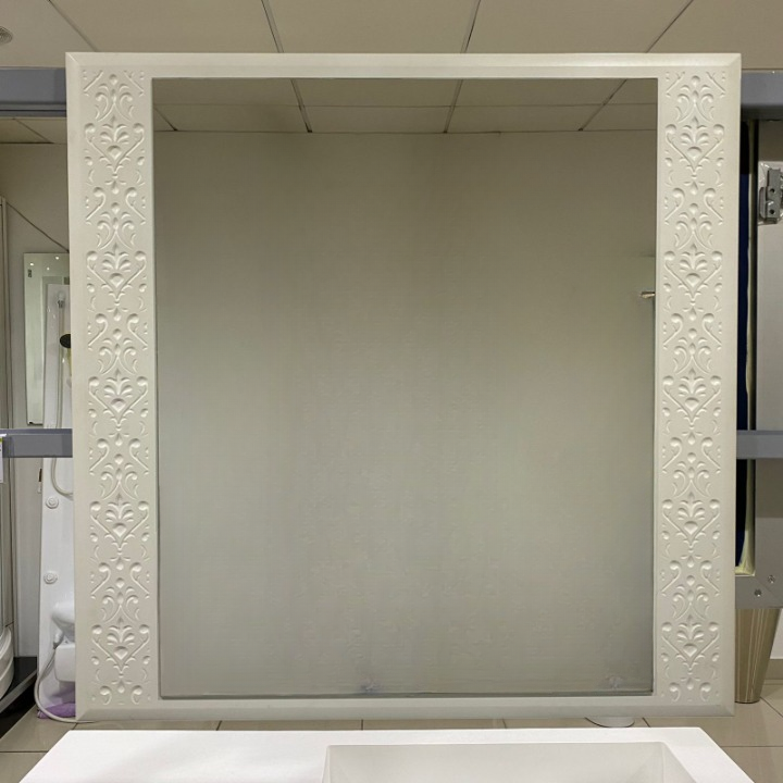 MIRROR OPERA RETRO STYLE 80×81.5 CM, CARVED MATT WHITE