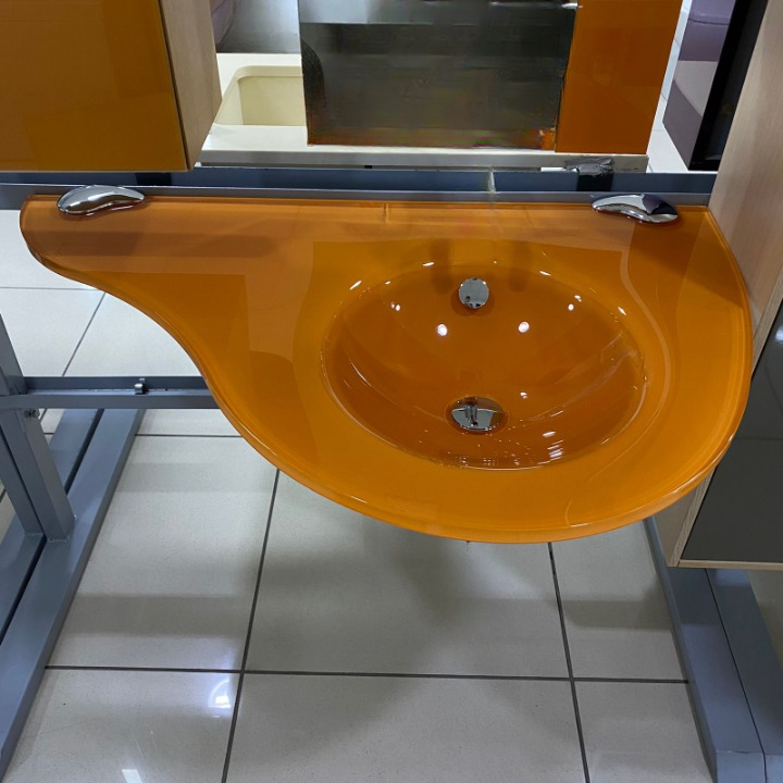 OCEAN COUNTERTOP, ORANGE, WITH INTEGRATED BASIN