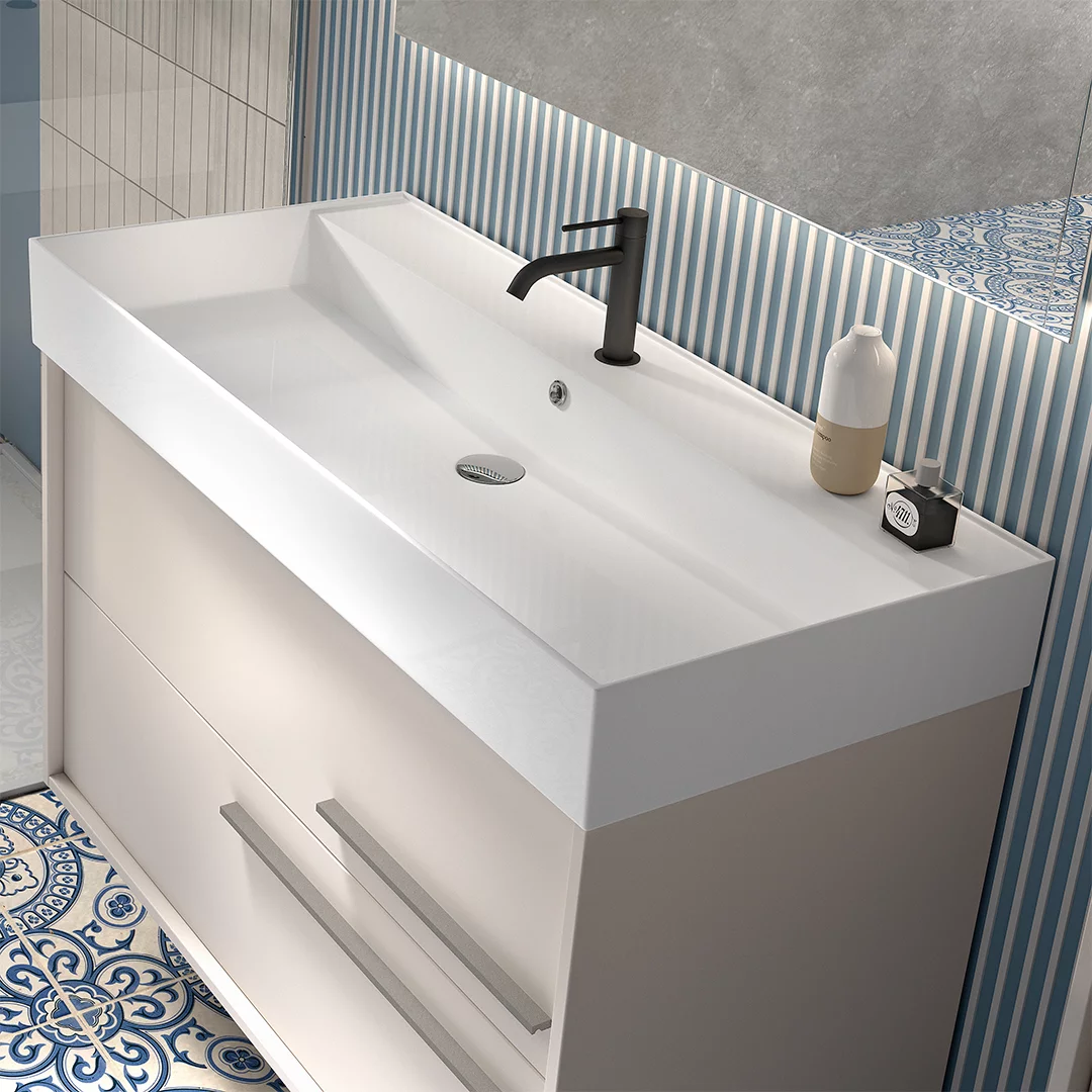 Mueble de baño Aqua 2 Cajones Suspendido, Lavabo Integrado - Image 4