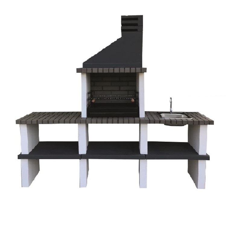 Partner Barbecue 150*57*209 cm with 4 Benches + Sink + Faucet