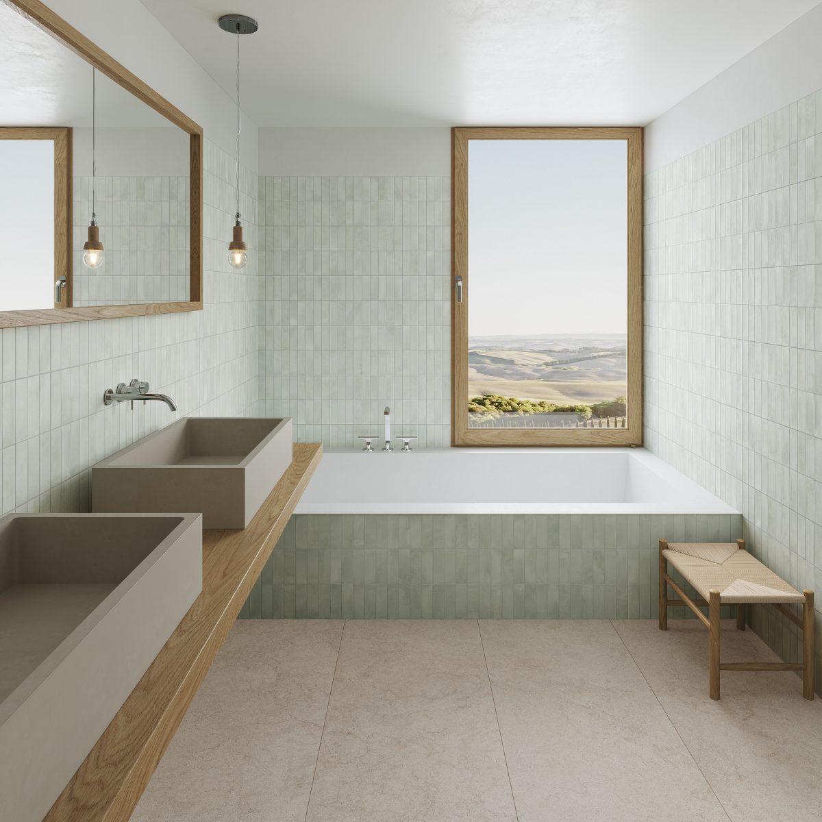32x62.5 Deco Biscuit Green Porcelain - Image 2