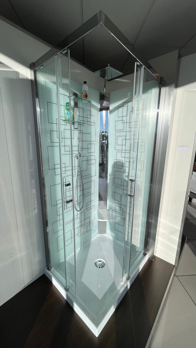 Cabina de Ducha Crystal 2A100x80 cm Cristal 8mm y Serigrafía Negra - Imagen 2