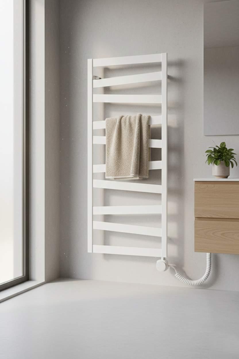 TOWEL RAIL RADIATOR BLACK OR WHITE UNEVEN DESIGN FOR BATHROOMS (copia) - Image 2
