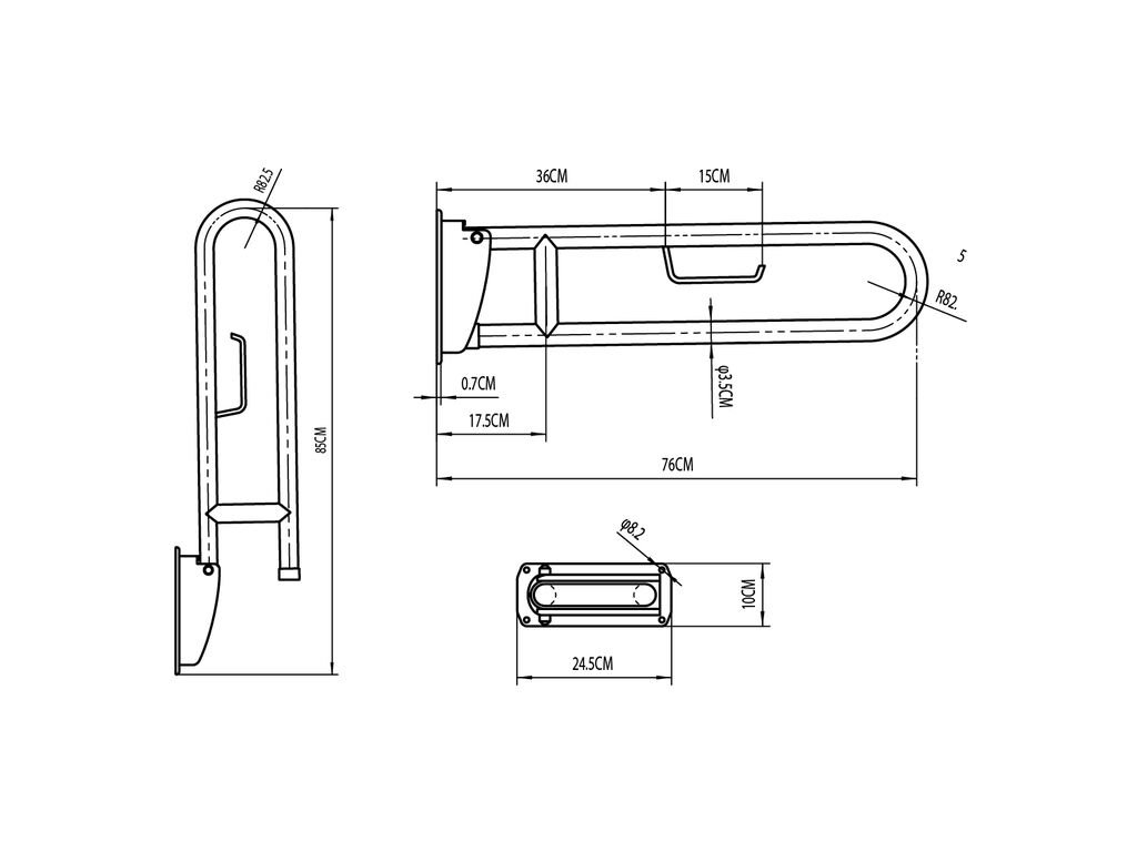 Barra de apoyo Abatible Acero Inox - Imagen 3