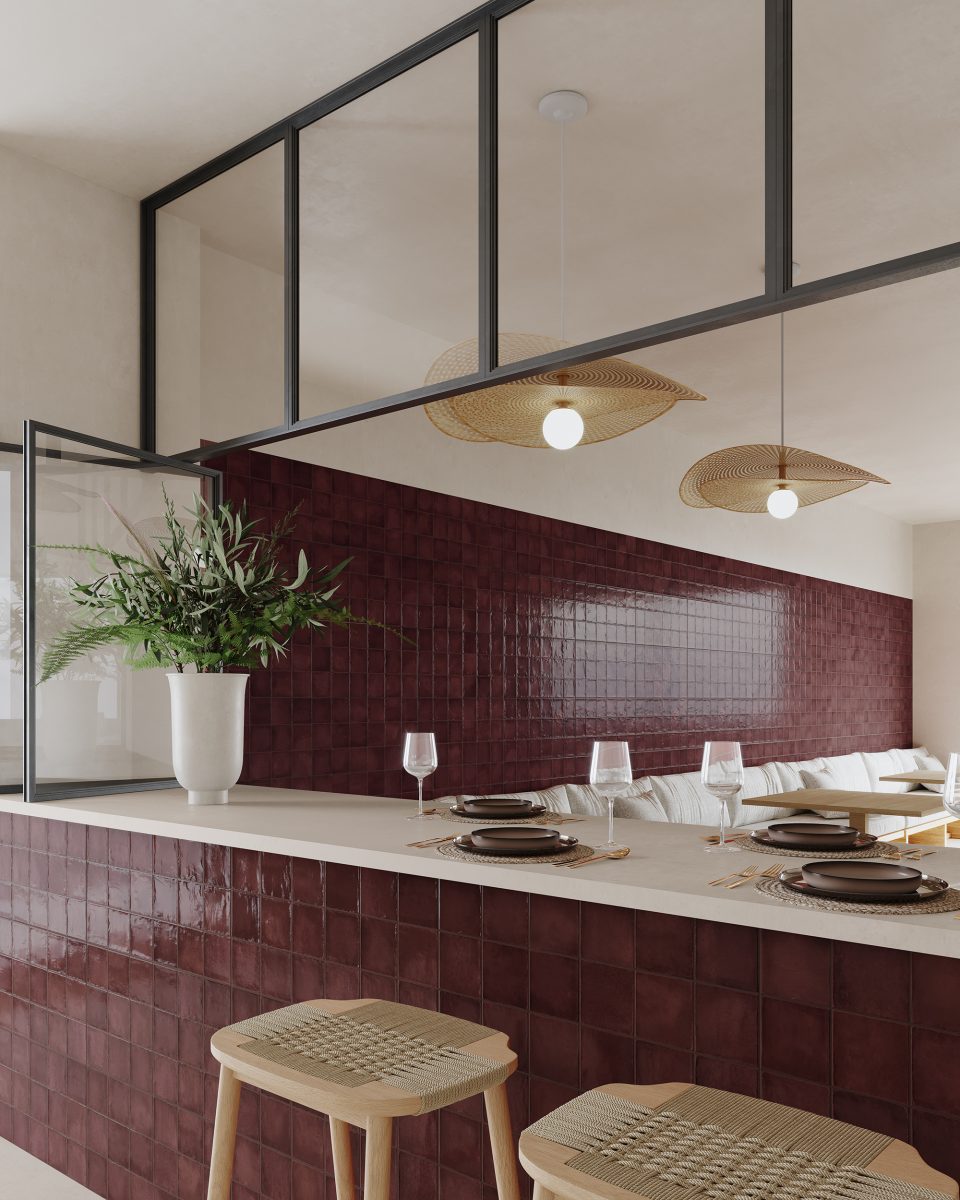32x62,5 Deco Amaris Plus Burdeos Porcelánico - Imagen 3