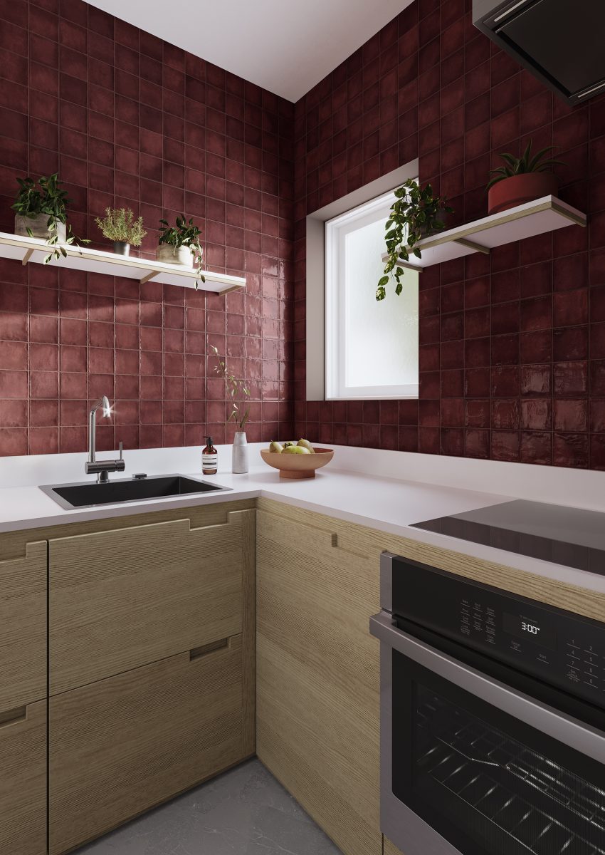 32x62,5 Deco Amaris Plus Burdeos Porcelánico - Imagen 2