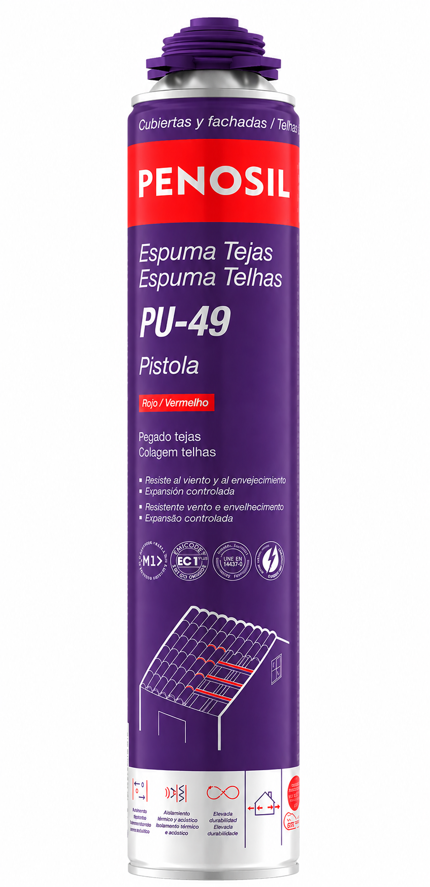 Espuma Poliuretano PU-49 Teja Para Pistola Rojo.