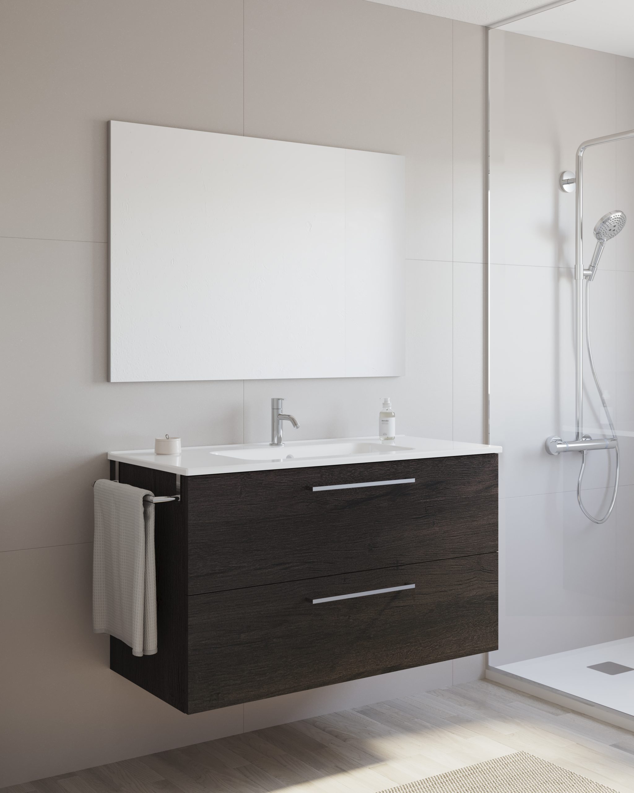 Conjunto Mueble de Baño Easy 100 cm 2 Cajones y Lavabo Cerámico Enzo - Imagen 4